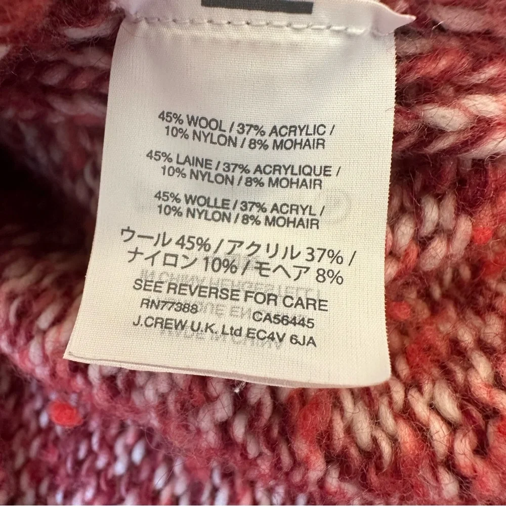 J.Crew Women’s Marled Wool Mohair Blend Turtleneck Sweater Red Size Large NWOT